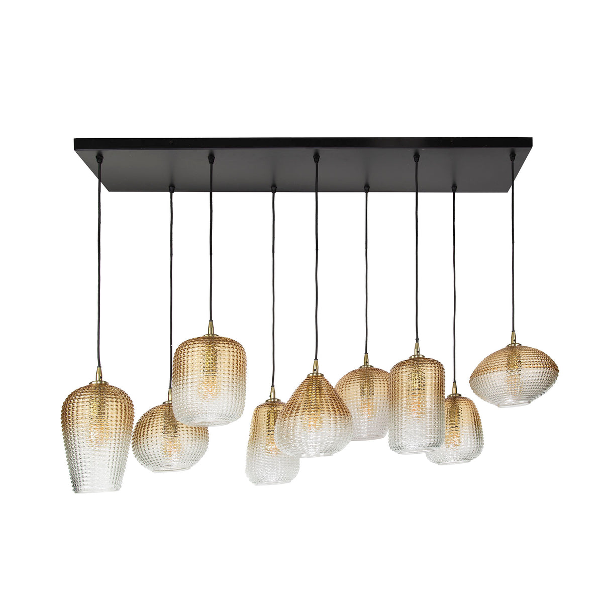 Hanglamp Dot | 9 Lampen | Amberkleurig Glas | Magazijn leegverkoop
