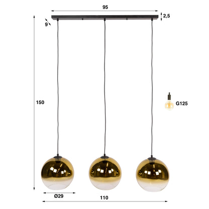 Hanglamp Bubble | 3 Lichts | Shaded Goud