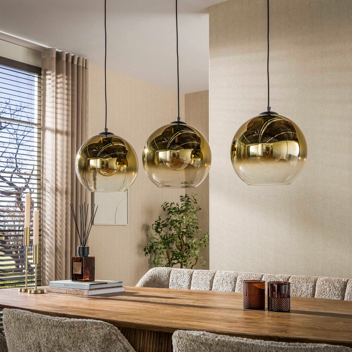 Hanglamp Bubble | 3 Lichts | Shaded Goud
