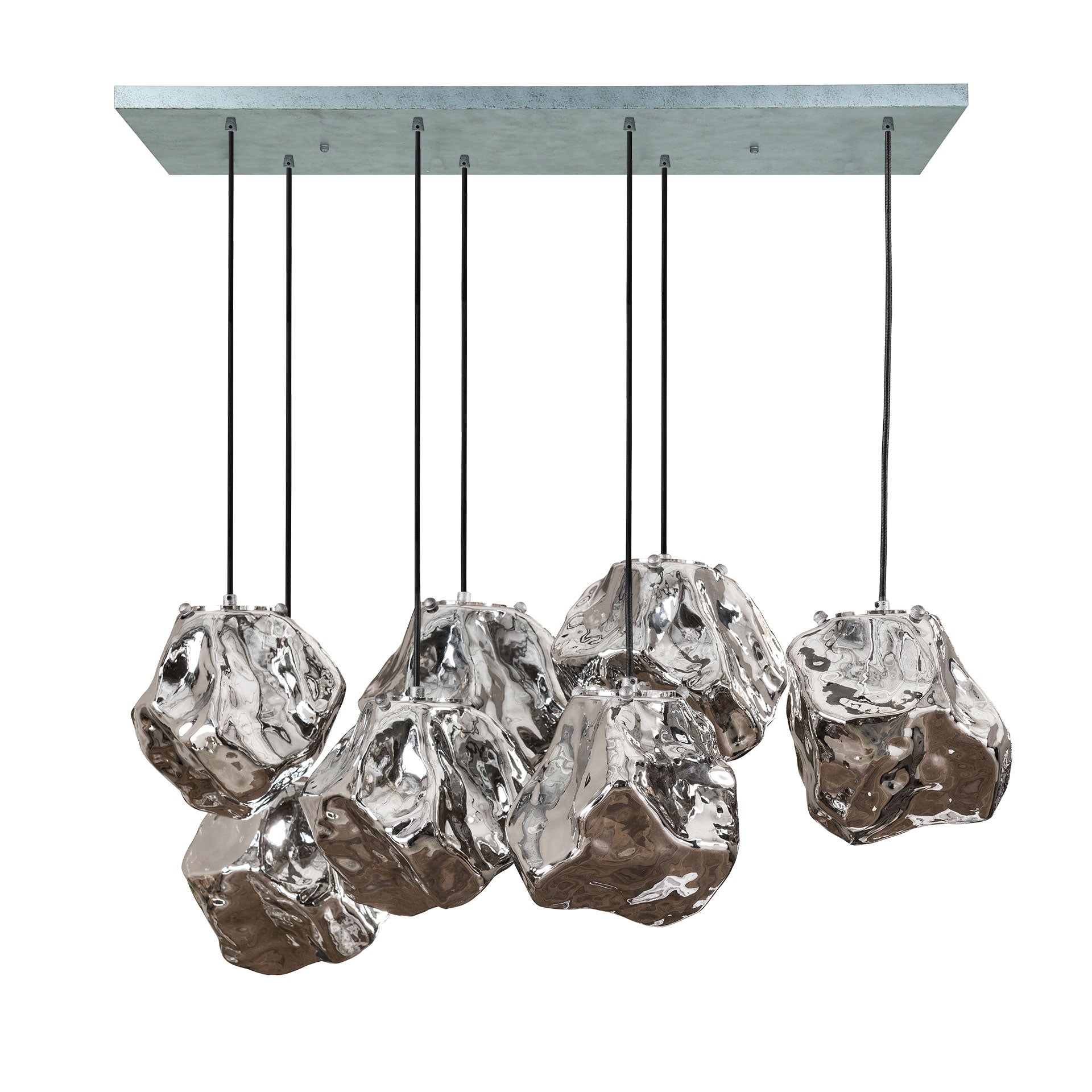 Hanglamp 4+3 Rock | Chromed Glas
