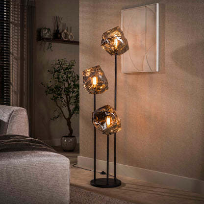 Vloerlamp Rock | Getrapt 3-Lichts | Chroom Glas