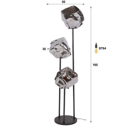 Vloerlamp Rock | Getrapt 3-Lichts | Chroom Glas