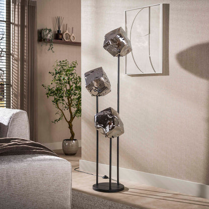 Vloerlamp Rock | Getrapt 3-Lichts | Chroom Glas