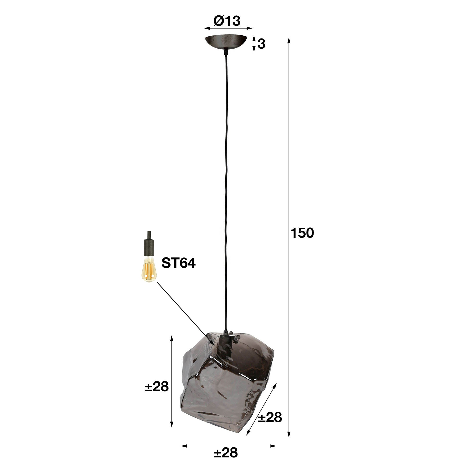 Hanglamp Petra | Chroom Glas