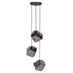 Hanglamp Petra 3 lampen chrome glas, vooraanzicht op witte achtergrond