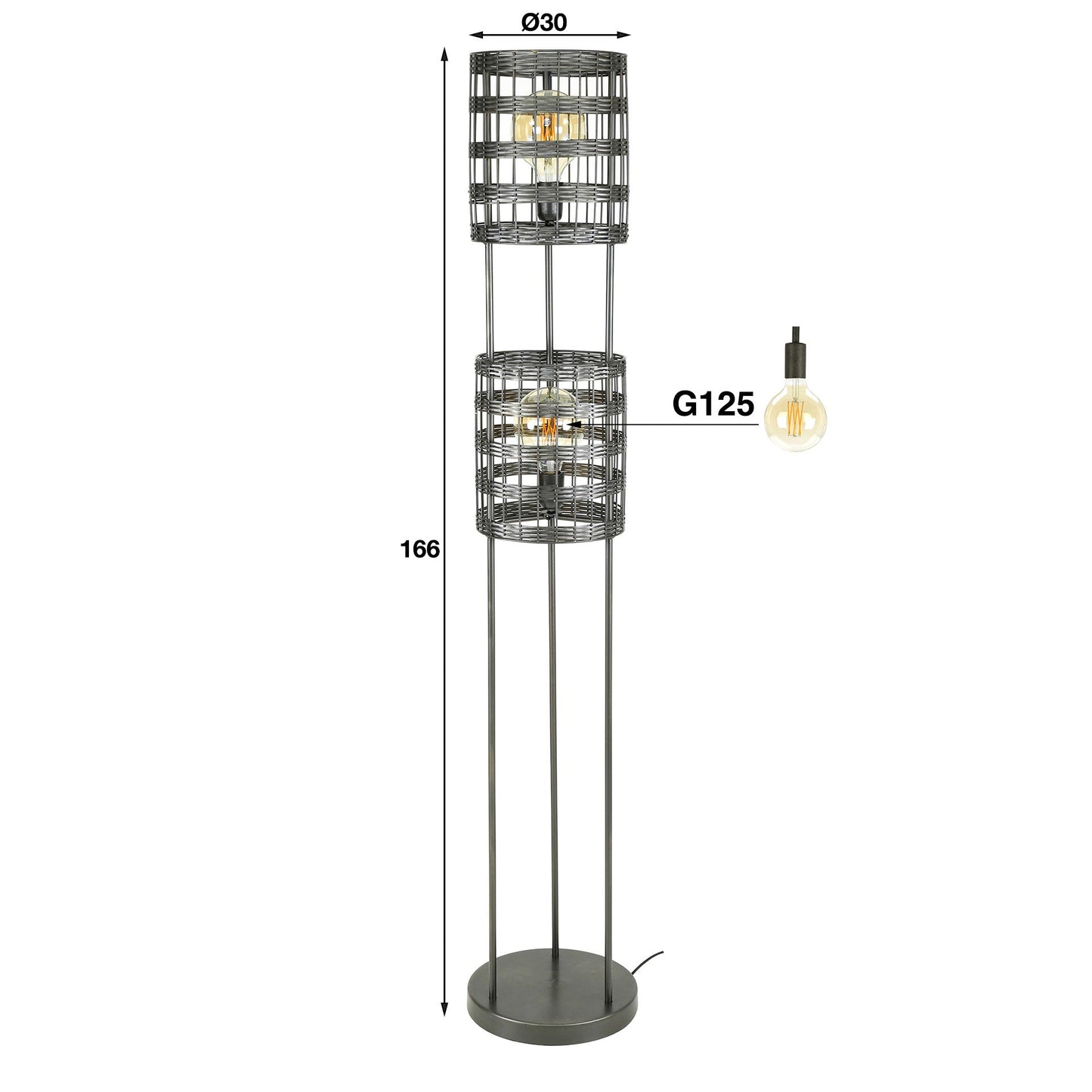 Vloerlamp Metal Blinds | Nikkel | Magazijn leegverkoop — Maatvoering