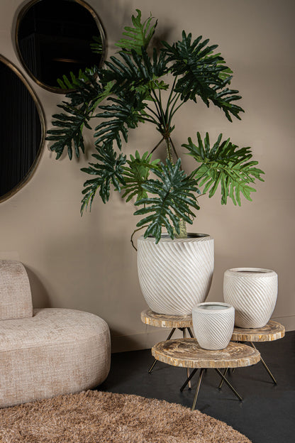 Salontafel New Khine | Set van 3 | Naturel Versteend Hout — Vooraanzicht - sfeer
