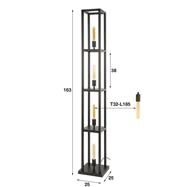 Vloerlamp Veyra | Metaal Zwart