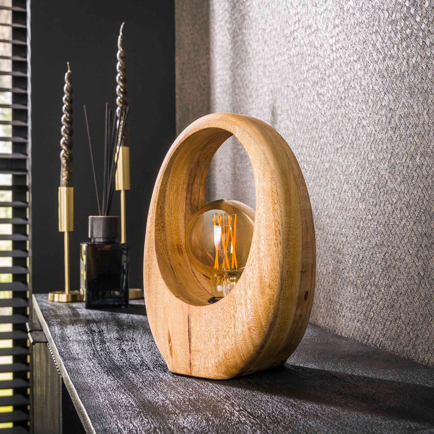 Tafellamp Arch Wood | M | Naturel Mangohout