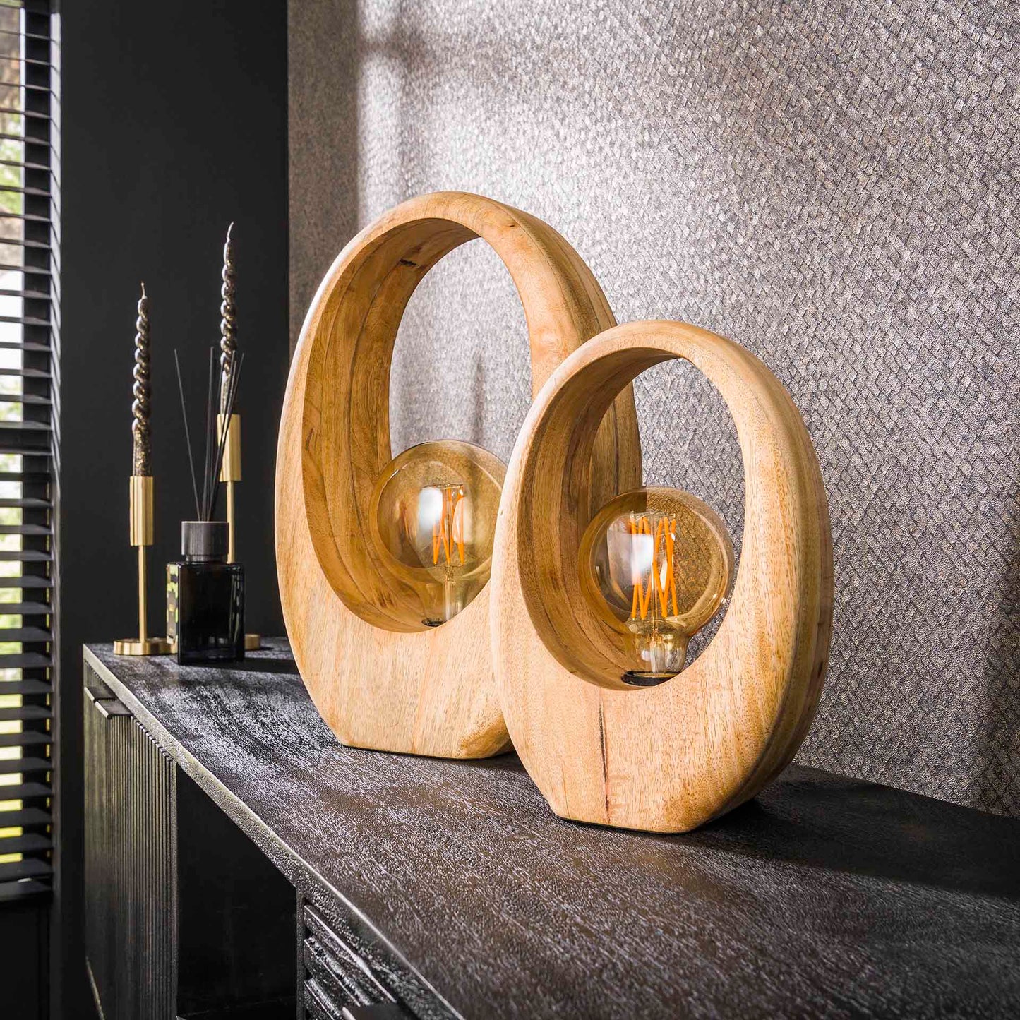 Tafellamp Arch Wood | M | Naturel Mangohout