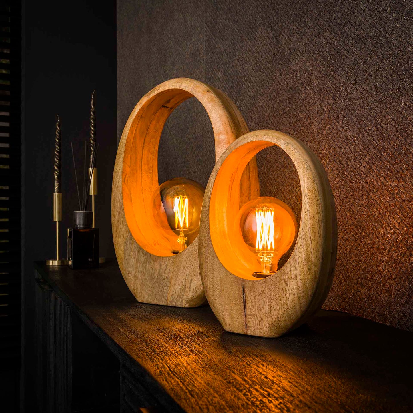 Tafellamp Arch Wood | L | Naturel Mangohout