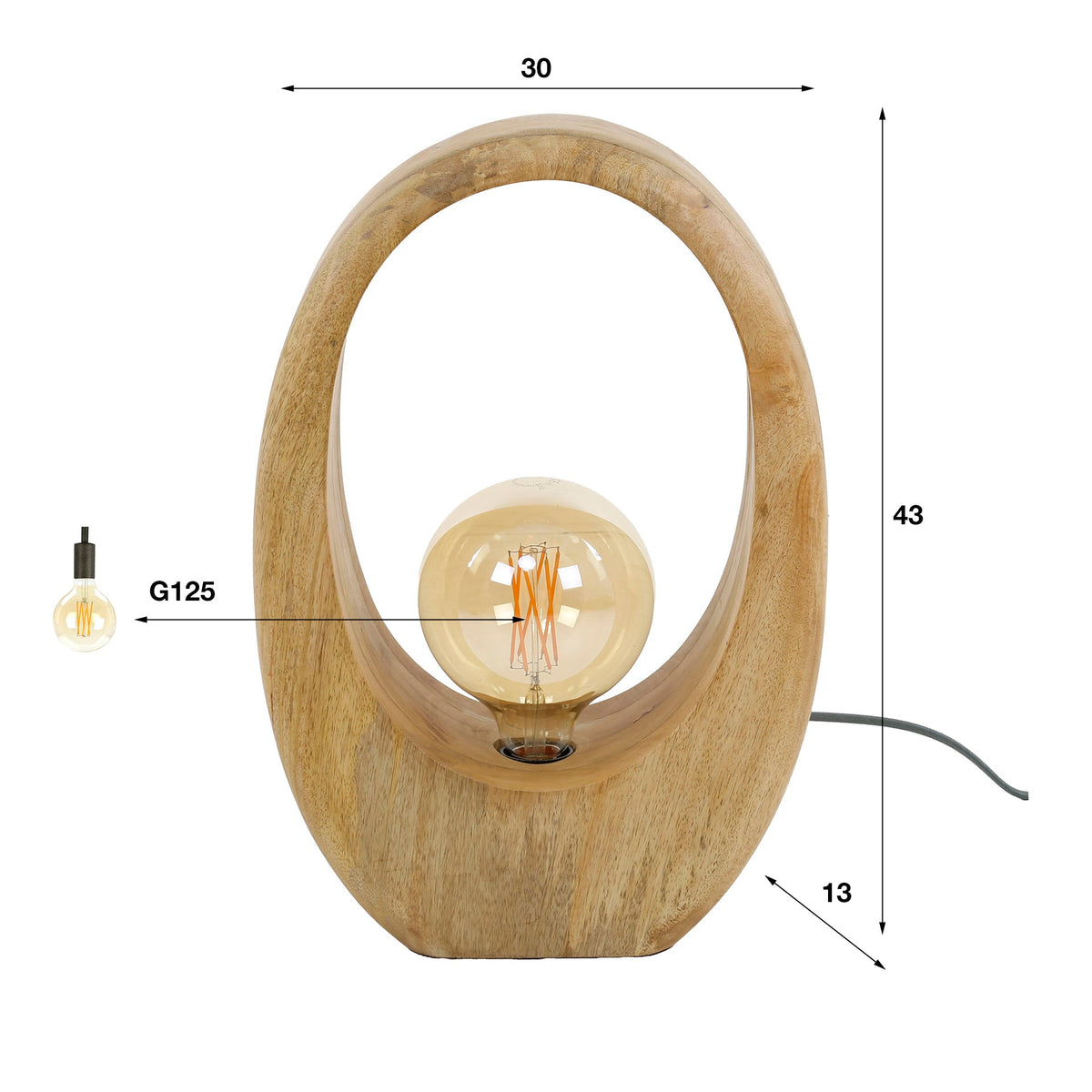 Tafellamp Arch Wood | Naturel Mangohout
