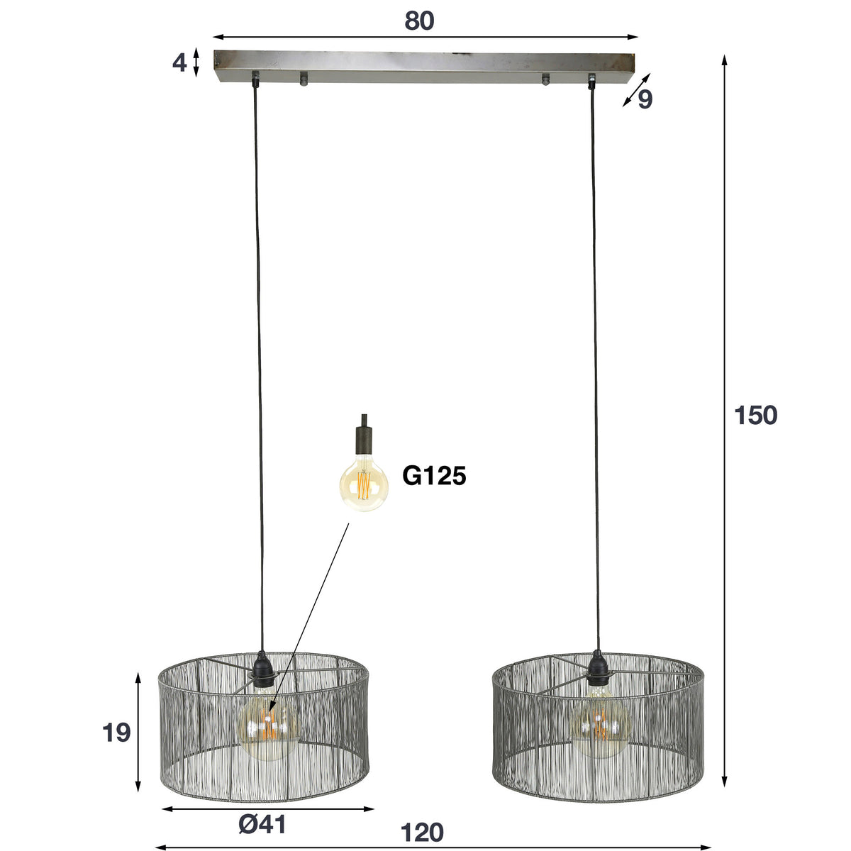 Hanglamp Stringshade | Zwart Nikkel