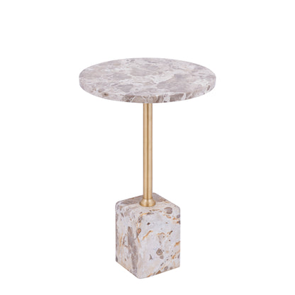 Bijzettafel Ebe | Hoog | Beige Marmer