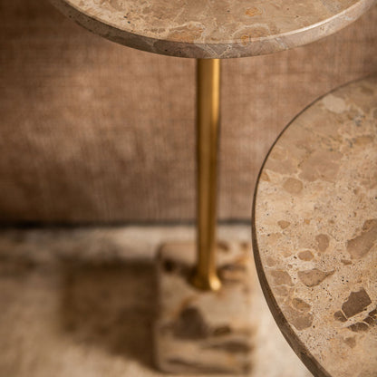 Bijzettafel Ebe | Hoog | Beige Marmer