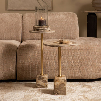 Bijzettafel Ebe | Hoog | Beige Marmer