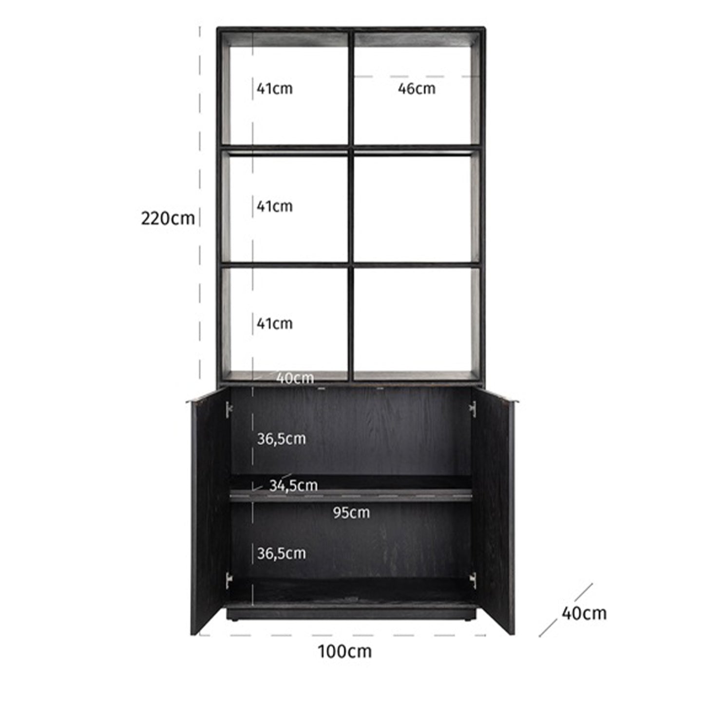 Boekenkast Blackbone | Zwart Eikenhout