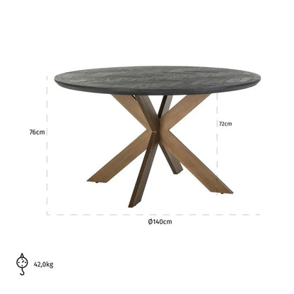 Eettafel Blackbone Rond | Zwart Eikenhout