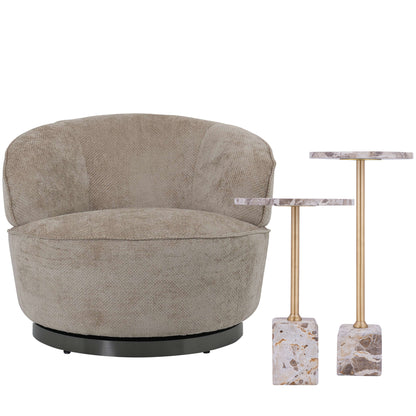 Fauteuil Filou Beige + 2 Gratis Ebe Marmeren Bijzettafels