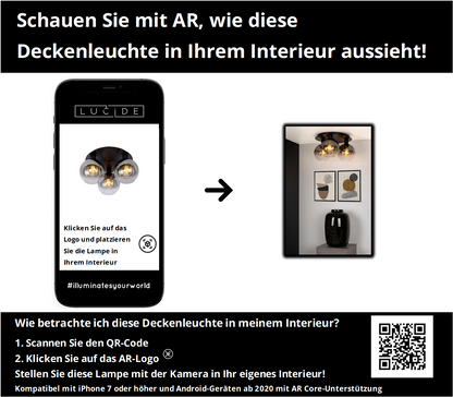 Plafonnière Marius | 3 Lampen | Zwart