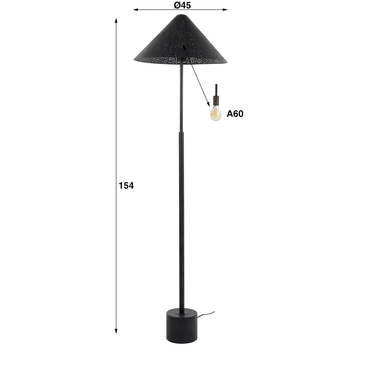 Vloerlamp Kosmos | Zwart Metaal
