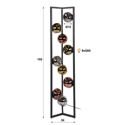 Vloerlamp Stellar | 9 Lichts | Artic Zwart