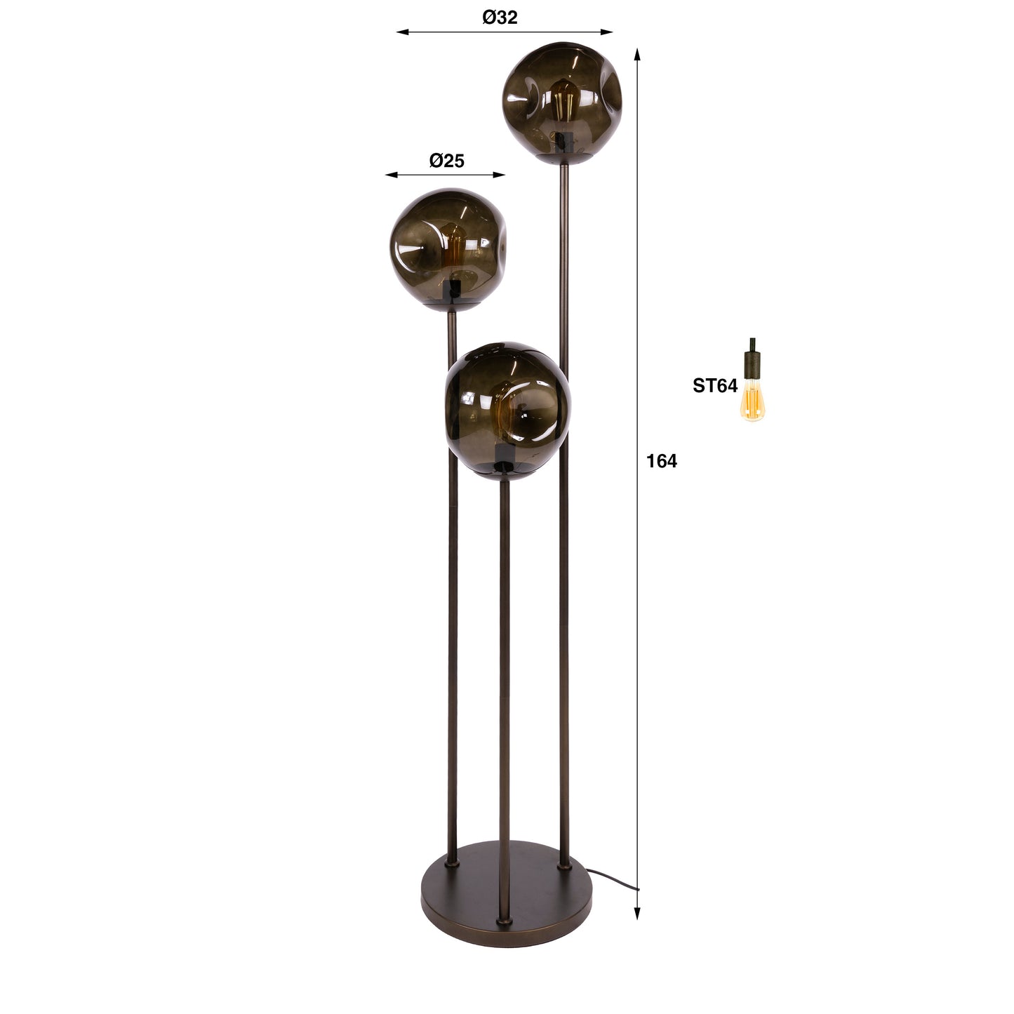 Vloerlamp Stellar | Bruin Glas