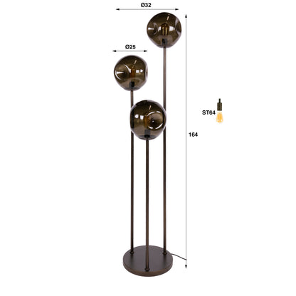 Vloerlamp Stellar | Bruin Glas