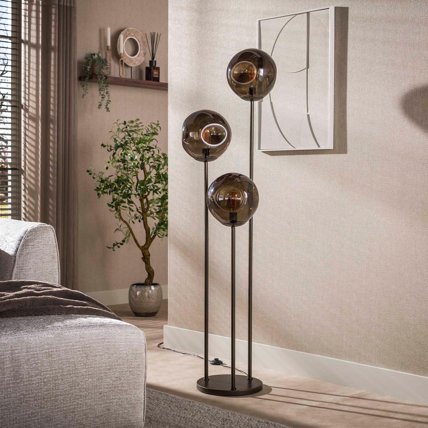 Vloerlamp Stellar | Bruin Glas