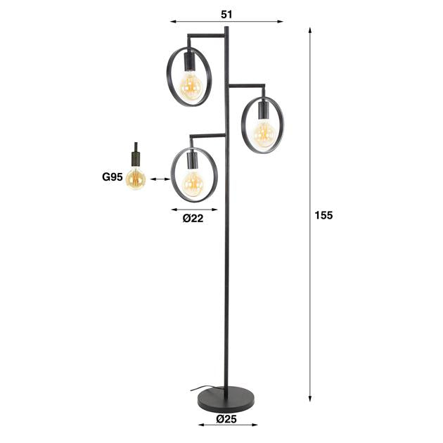 Vloerlamp Ring | Charcoal