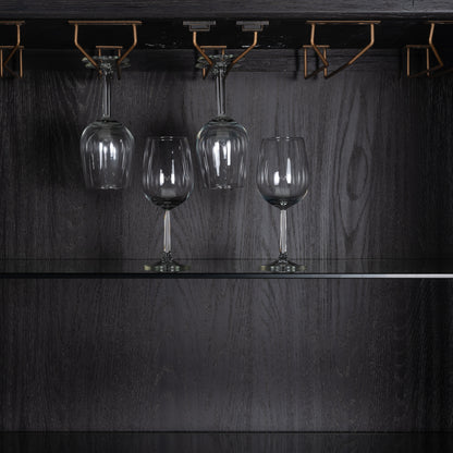 Opbergkast Bloomville goud glas, detail van de functie