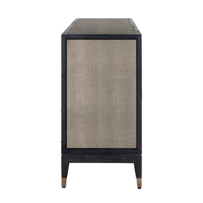 Dressoir Bloomville goud eikenhout 193 cm, zijaanzicht op witte achtergrond