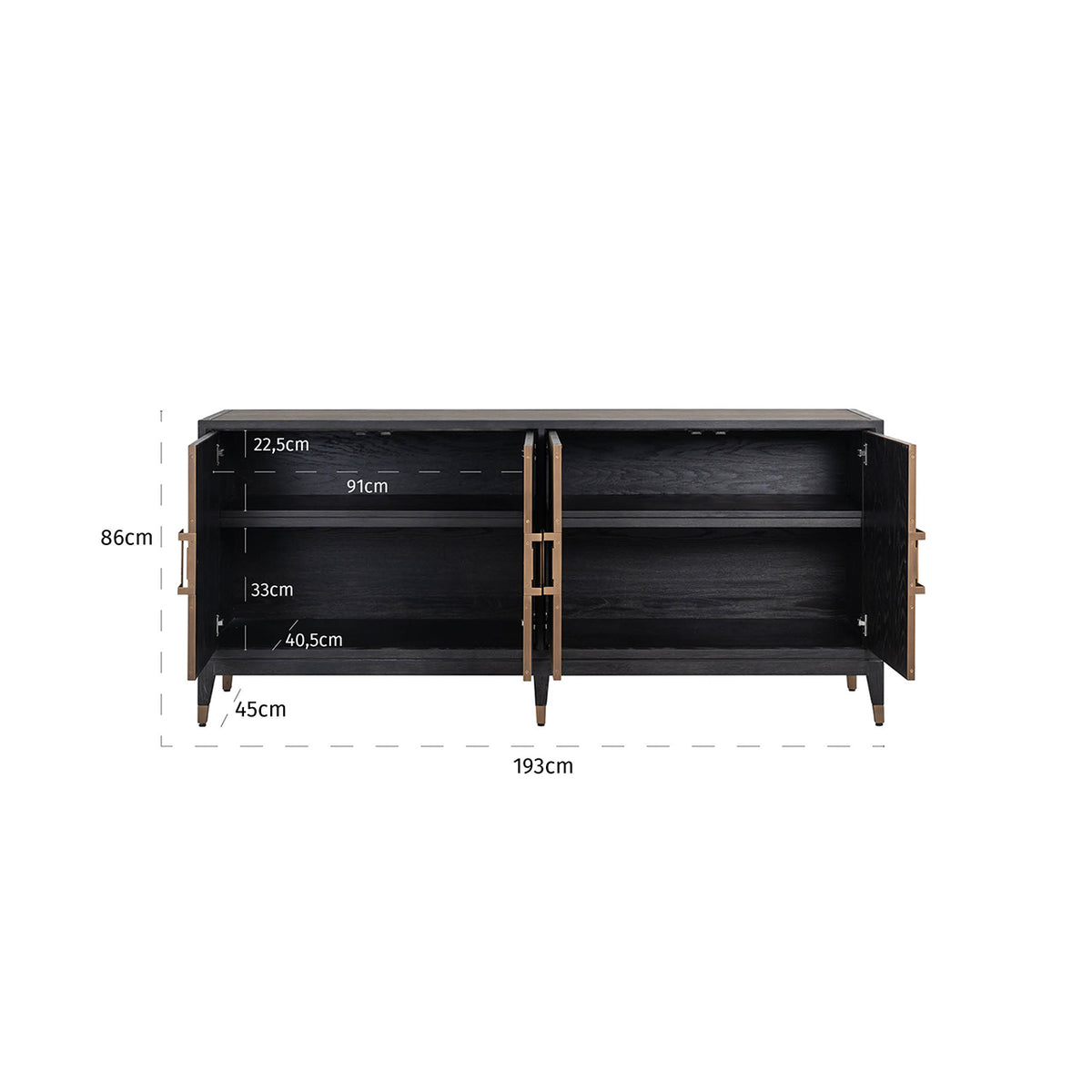 Dressoir Bloomville goud eikenhout 193 cm