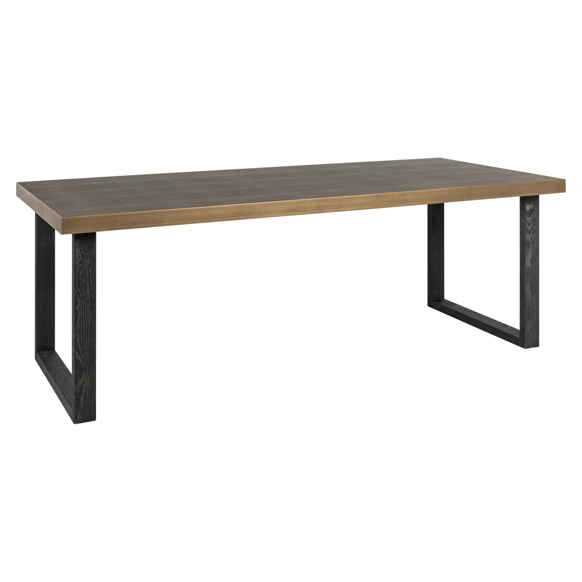 Eettafel Bloomville goud ijzer 200 cm, schuin vooraanzicht op witte achtergrond