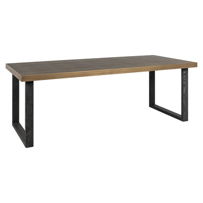 Eettafel Bloomville goud ijzer 200 cm, schuin vooraanzicht op witte achtergrond