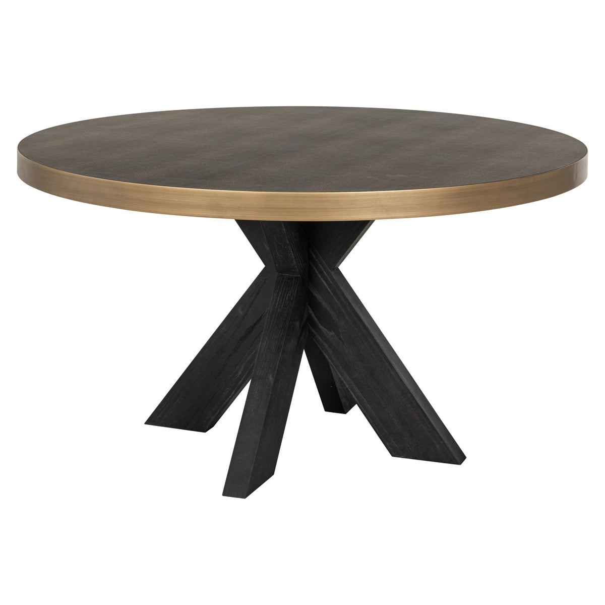 Eettafel Bloomville goud glas, schuin vooraanzicht op witte achtergrond