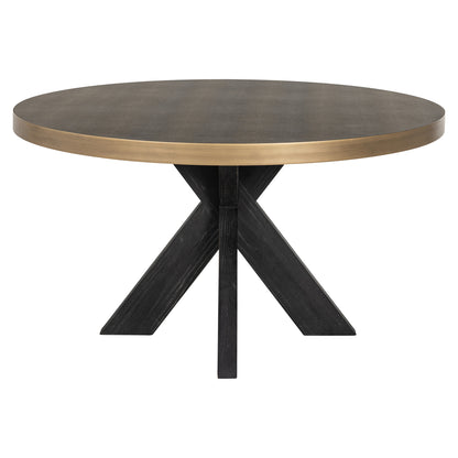 Eettafel Bloomville goud glas, vooraanzicht op witte achtergrond
