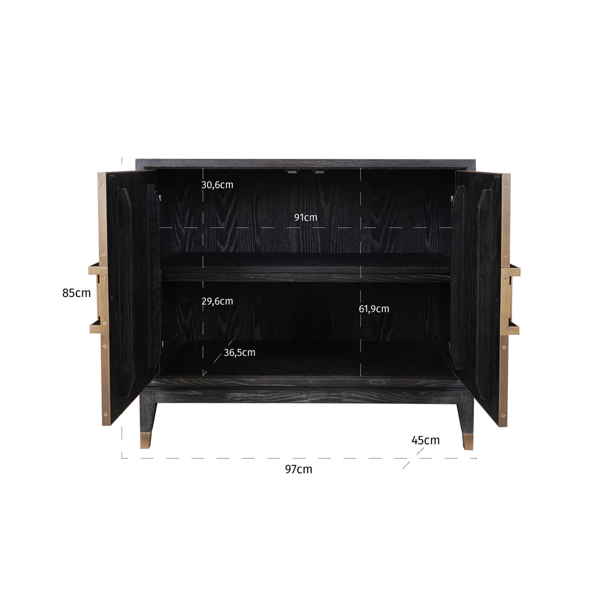 Dressoir Bloomville goud eikenhout 97 cm