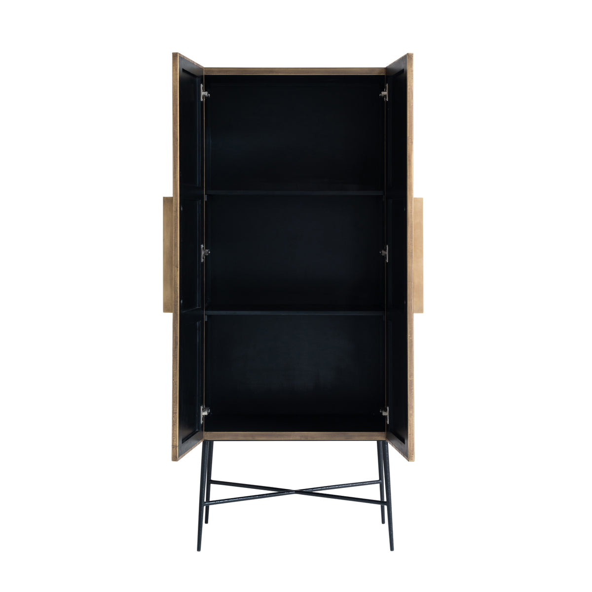 Wandkast Ironville 182 cm hoog goud, detail van de functie