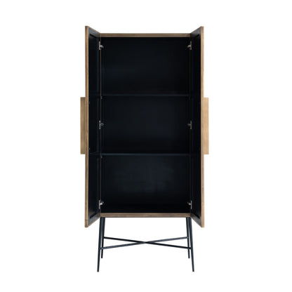Wandkast Ironville 182 cm hoog goud, detail van de functie
