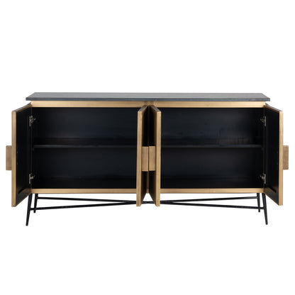 Dressoir Ironville zwart en goud marmer, detail van het materiaal