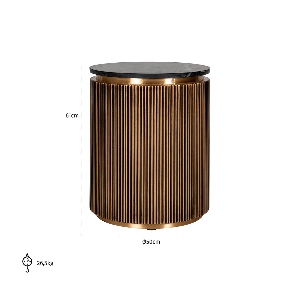 Bijzettafel Ironville | Rond | Zwart Marmer