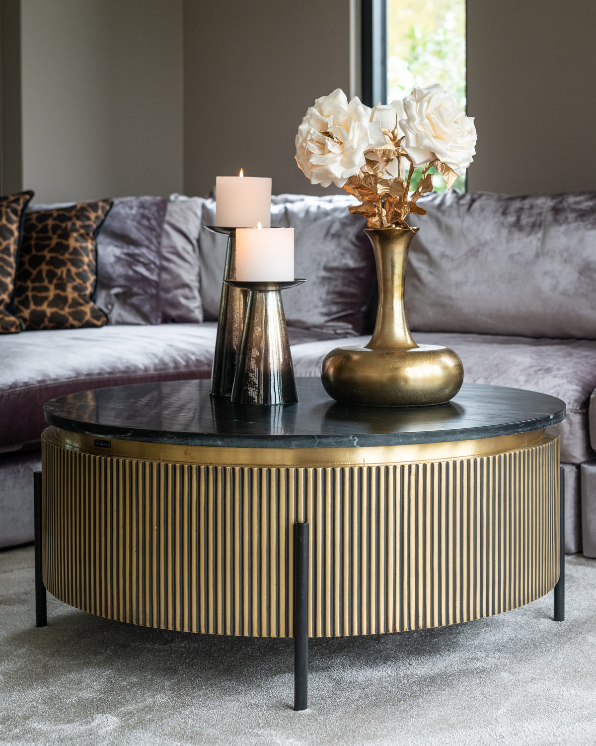 Salontafel Ironville | Rond | Zwart/Goud  Marmer