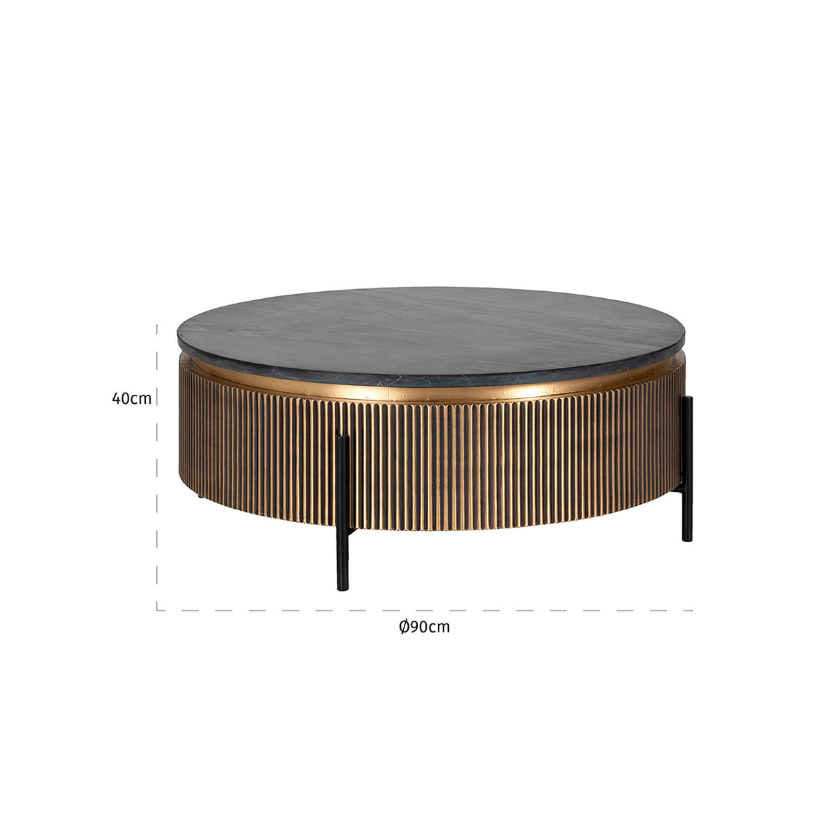 Salontafel Ironville | Rond | Zwart/Goud  Marmer
