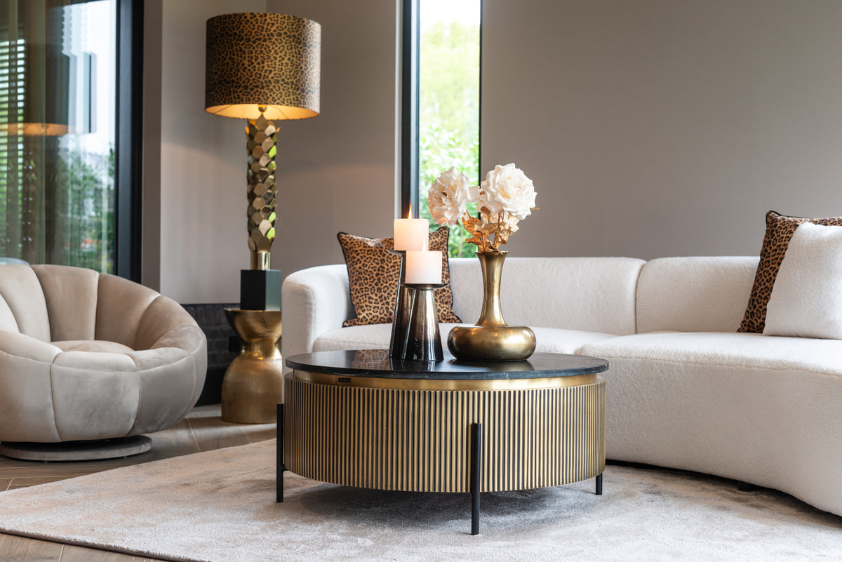 Salontafel Ironville | Rond | Zwart/Goud  Marmer
