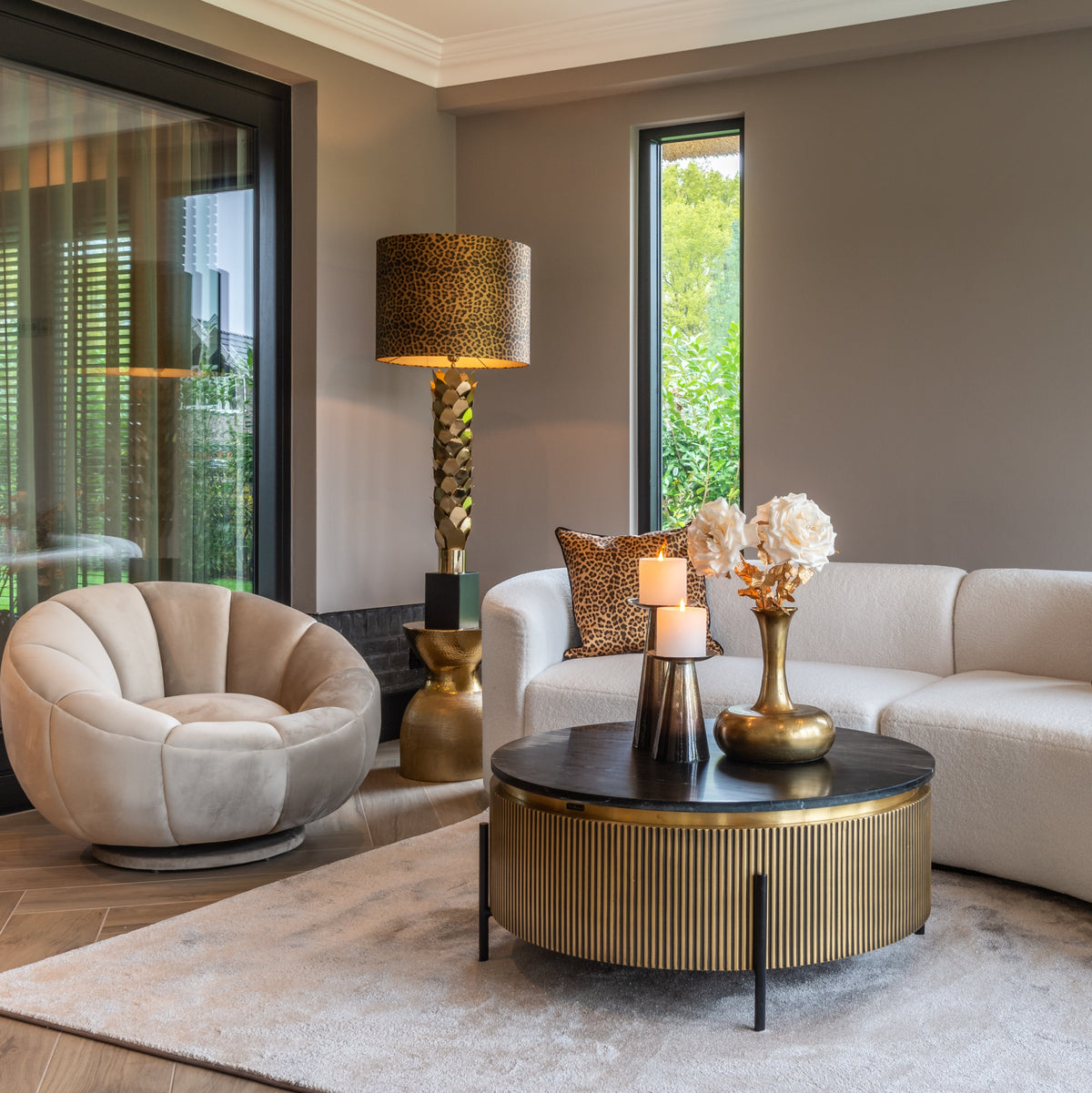 Salontafel Ironville | Rond | Zwart/Goud  Marmer