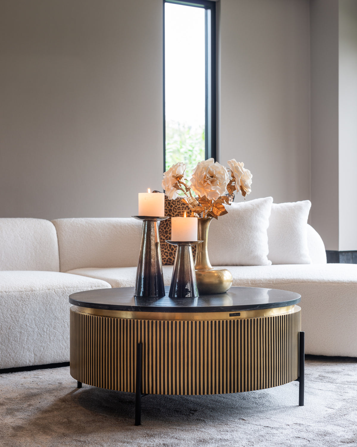 Salontafel Ironville | Rond | Zwart/Goud  Marmer