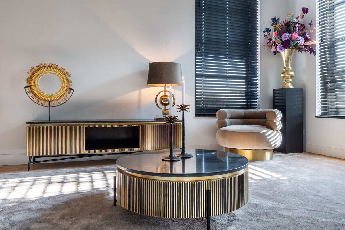 Salontafel Ironville | Rond | Zwart/Goud  Marmer