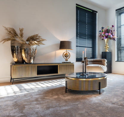 Salontafel Ironville | Rond | Zwart/Goud  Marmer