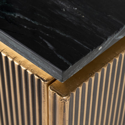 TV-Meubel Ironville zwart en goud marmer, detail van het materiaal